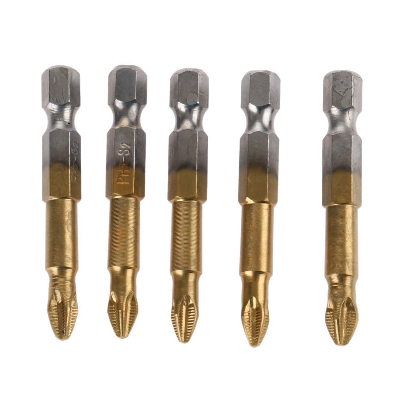 MUXSAM MUXSAM 5Pcs 50mm PH2 S2 Steel Anti Slip Screwdriver Bits 1/4Inch Shank Magnetic Tip  - Image 1