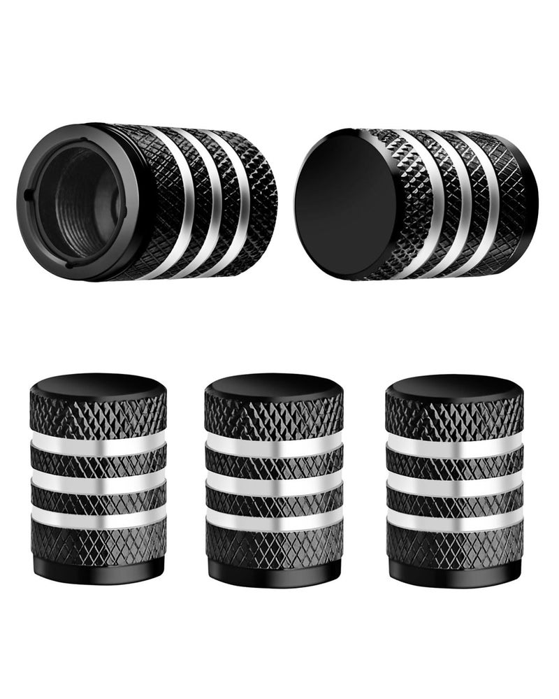 Tire Valve Stem Cap Cover 5 Pack Tire Air Caps Metal with Plastic Liner Corrosion Resistant LeakProof for Car Truck Motorcycle SUV and Bike Black