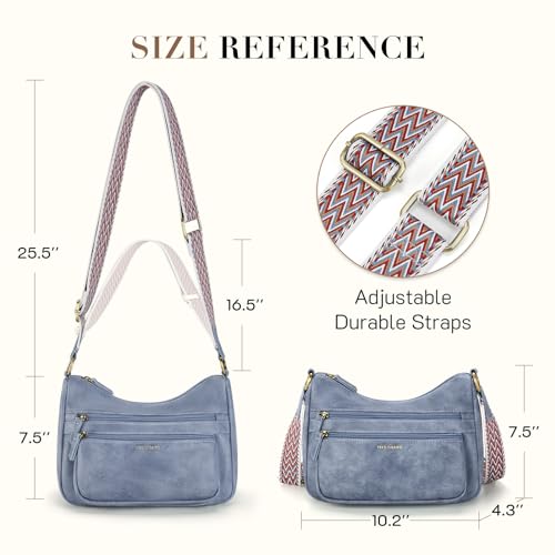 Missnine Crossbody Bags for Women, Medium Size Purses With Wide Shoulder Strap, Leather Trendy Cross Body Shoulder Handbags - Image 3