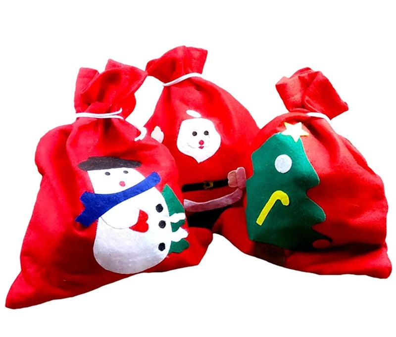 EPARTY- 4 Pcs Christmas Santa Drawstring Gift Bag, Reusable Candy Bags for Festival,Party Candy Bag for Xmas Christmas Party - Image 4