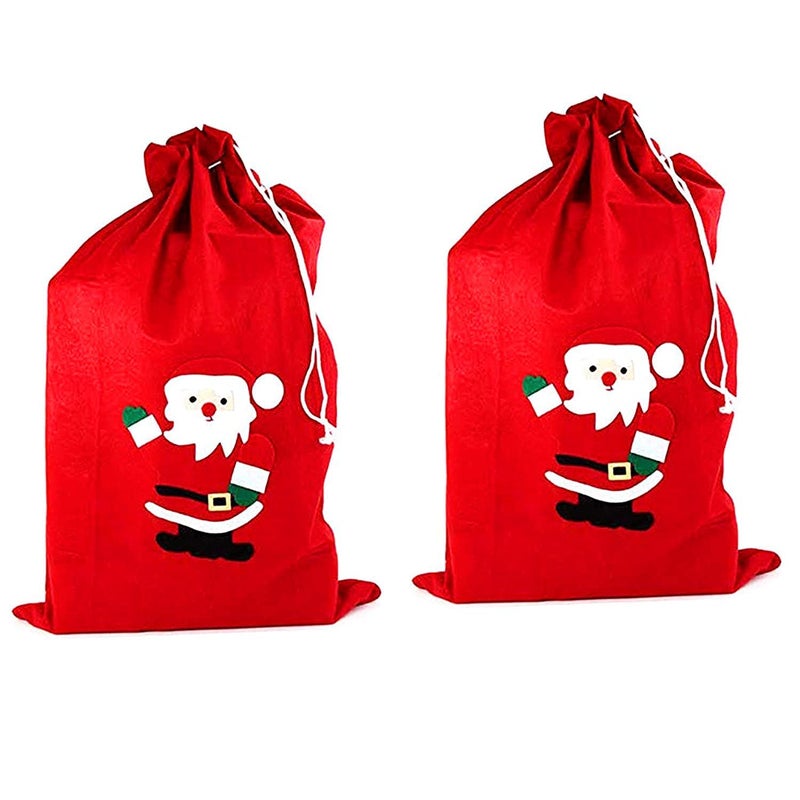 EPARTY- 4 Pcs Christmas Santa Drawstring Gift Bag, Reusable Candy Bags for Festival,Party Candy Bag for Xmas Christmas Party - Image 2