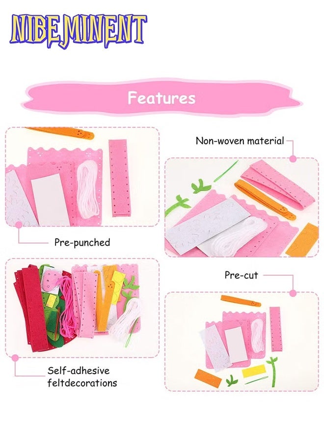 NIBEMINENT 6 Pack Children Small Sewing Kit, Childrens Sewing Kits for Beginners, Kids Beginners Felt Craft Kit, Fabric DIY Crafts Handbag (6 Patterns)  - Image 3