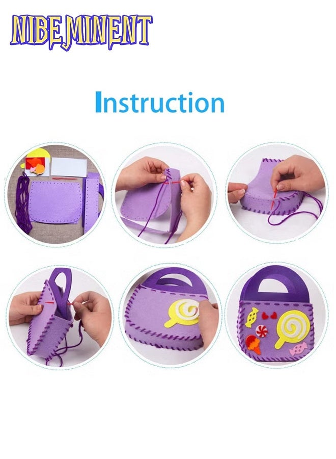 NIBEMINENT 6 Pack Children Small Sewing Kit, Childrens Sewing Kits for Beginners, Kids Beginners Felt Craft Kit, Fabric DIY Crafts Handbag (6 Patterns)  - Image 5
