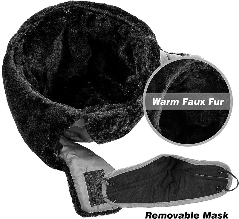 KOOLSOLY Trooper Trapper Hat,Winter Ski Hat with Winter Ear Flap and Ski Windproof Mask - Image 5