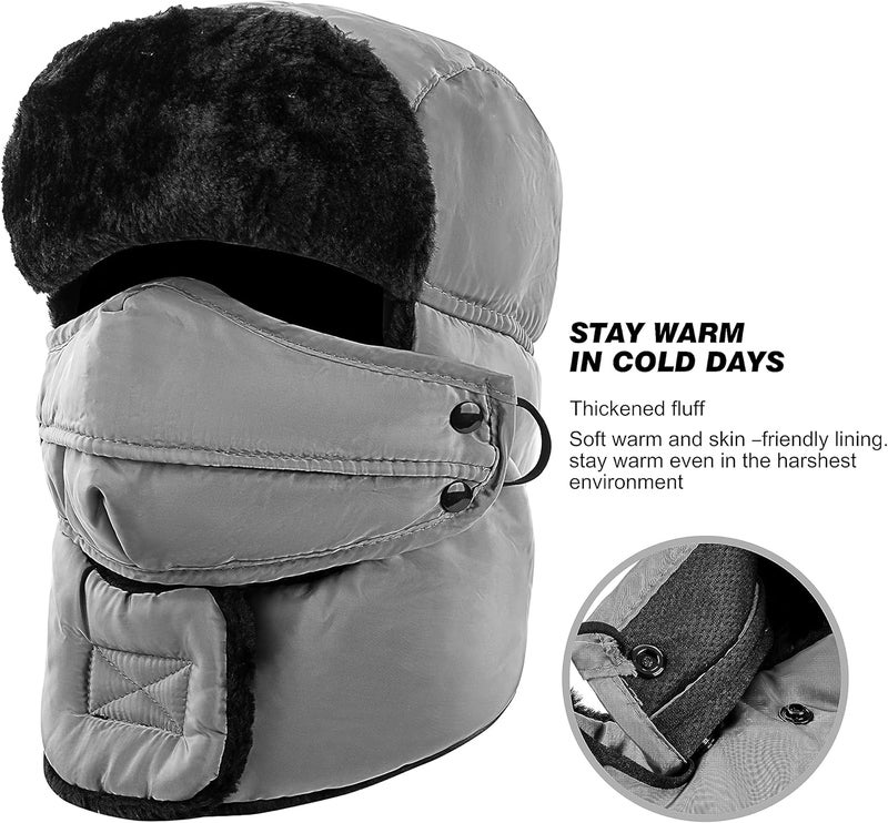KOOLSOLY Trooper Trapper Hat,Winter Ski Hat with Winter Ear Flap and Ski Windproof Mask - Image 3