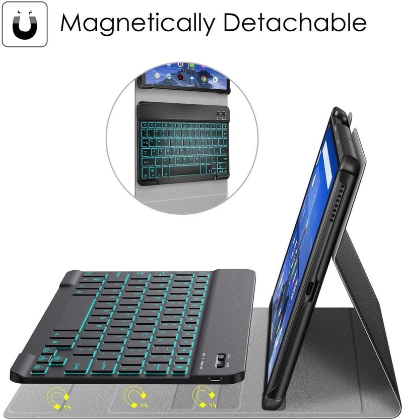 ProElite TouchPad Keyboard case for Samsung Galaxy Tab S9 FE+/S10+ 12.4 inch with S Pen Holder, Magnetic Detachable Wireless Bluetooth TouchPad Keyboard Built-in 7-Colors Backlit, Dark Blue - Image 3