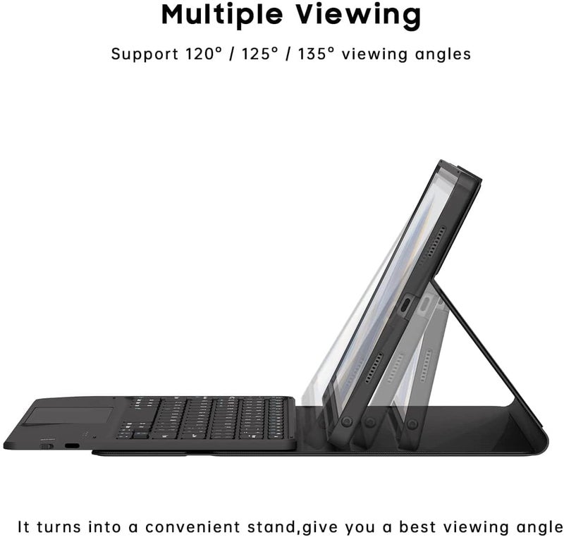 ProElite TouchPad Keyboard case for Samsung Galaxy Tab S9 FE+/S10+ 12.4 inch with S Pen Holder, Magnetic Detachable Wireless Bluetooth TouchPad Keyboard Built-in 7-Colors Backlit, Dark Blue - Image 4