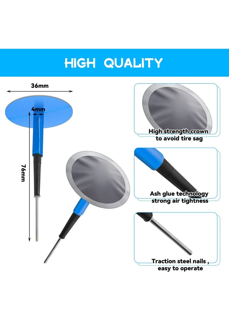 Zikra 24 Pieces Tire Patches, Kit Rubber Tire Repair Patch Mushroom Plug Kit Rubber Puncture Repair Plug Nail Tire Repair Film Car Tire Repair Patch Roller for Vehicle - Image 3