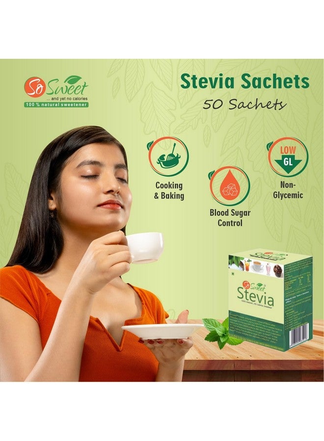 So Sweet محلي ستيفيا الطبيعي الخالي من السكر، 50 ظرف (عبوة من 5)، مثالي لتحلية المشروبات، الخبز، والطهي، مناسب لمرضى السكري و الكيتو - Image 5
