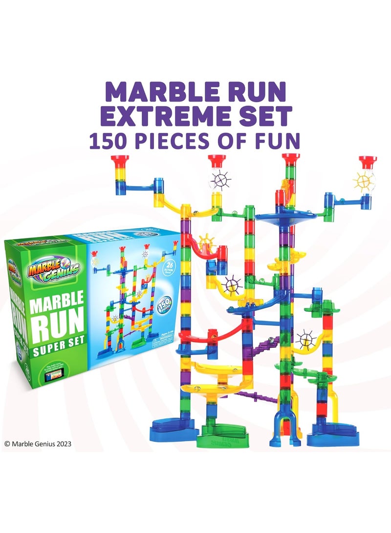 Marble Genius Marble Run Super Set, STEM Toys & Maze Construction Building - 150 Translucent Track Pieces & Glass Marble for Family, Kids Toddlers Ages 4-8 - Fun Holiday Creative Gifts - Image 4