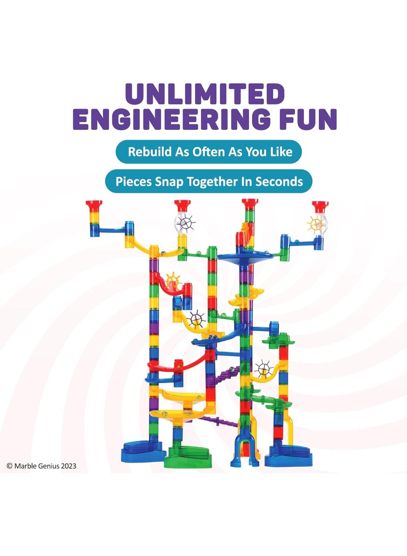 Marble Genius Marble Run Super Set, STEM Toys & Maze Construction Building - 150 Translucent Track Pieces & Glass Marble for Family, Kids Toddlers Ages 4-8 - Fun Holiday Creative Gifts - Image 2