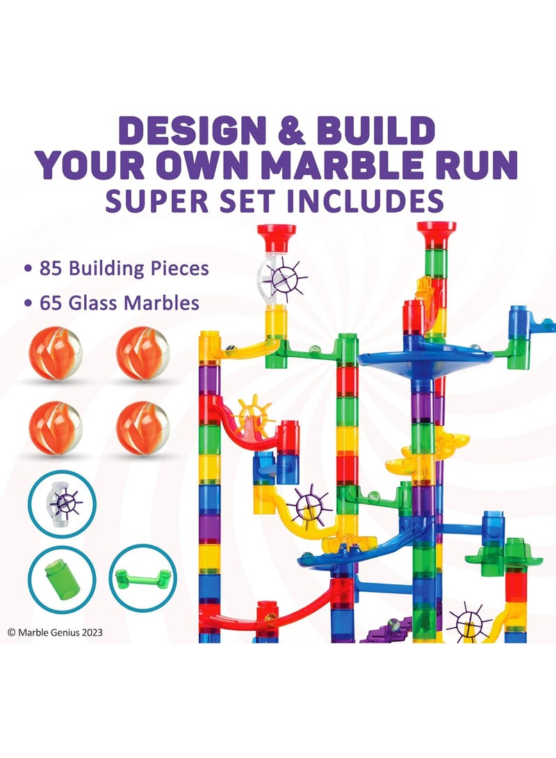 Marble Genius Marble Run Super Set, STEM Toys & Maze Construction Building - 150 Translucent Track Pieces & Glass Marble for Family, Kids Toddlers Ages 4-8 - Fun Holiday Creative Gifts - Image 3