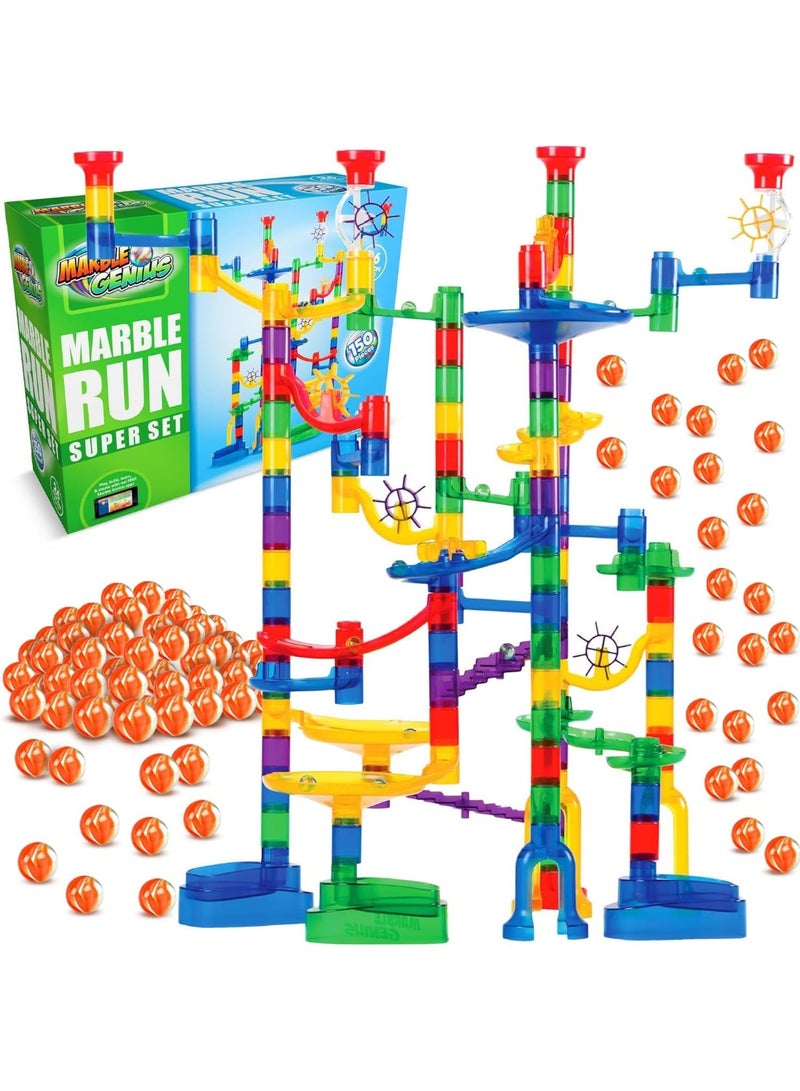 Marble Genius Marble Run Super Set, STEM Toys & Maze Construction Building - 150 Translucent Track Pieces & Glass Marble for Family, Kids Toddlers Ages 4-8 - Fun Holiday Creative Gifts - Image 1