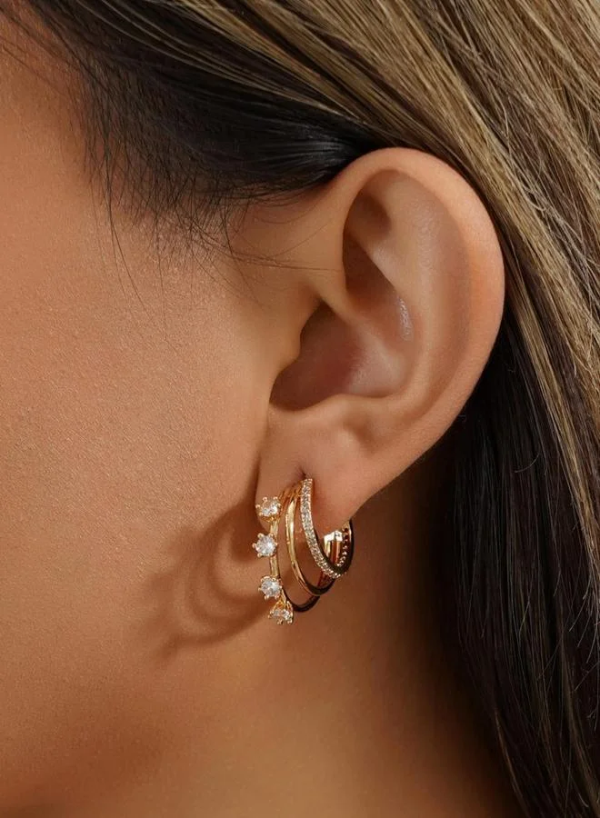 تايك تو أقراط مُرصعة بالزركونيا مُتعددة اللفّات