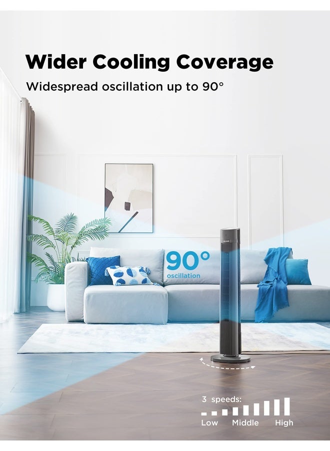 PELONIS PELONIS 40Oscillating Tower Fan  Remote Control  Quiet Stand Up  3 Speed Settings  3 Modes 15Hour Timer  LED Display  for Bedroom Home Office Use Black  - Image 3