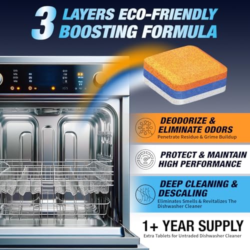 SHIMMERIX Dishwasher Cleaner Deodorizer Descaler Tablets - 28 Tabs - 1 Plus Year Supply - Extra Scented Deep Cleaning Sanitizer Pods - Remove Hard Water - Contain Citric Acid Heavy Duty Septic Safe - Citrus - Image 4
