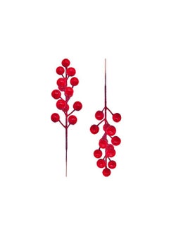 KRITI Kriti Creations Christmas Decoration Red Berry Set of 2 Artificial Christmas Berries Red Berry for Christmas Tree Festival and Party Dcor 8 inches  - Image 1