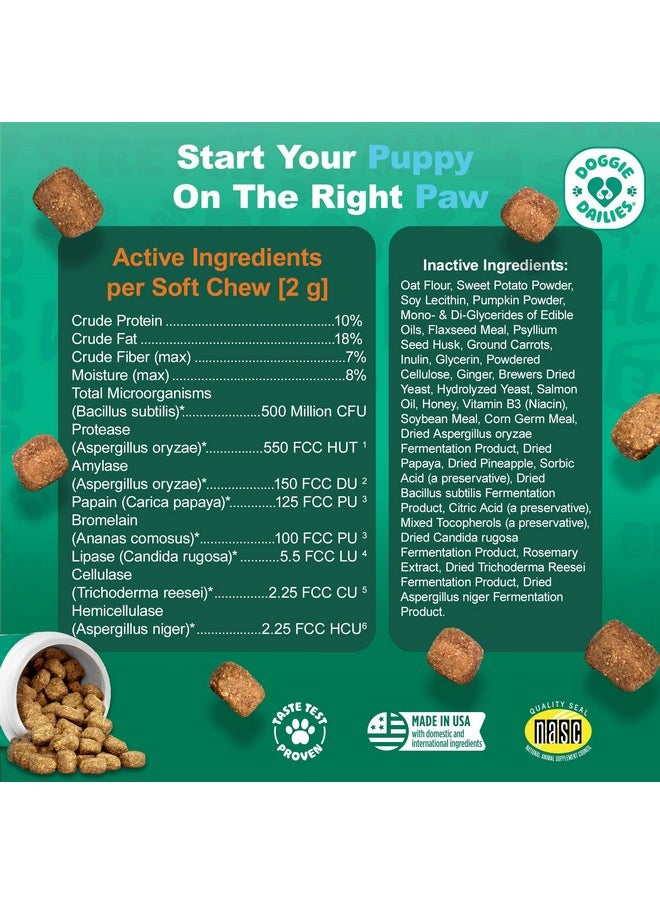 Doggie Dailies Doggie Dailies Puppy Probiotic, Probiotics for Puppies with Digestive Enzymes, Promotes Digestive Health, Supports Immune System & Overall Development (Pumpkin) 120 Soft Chews  - Image 4