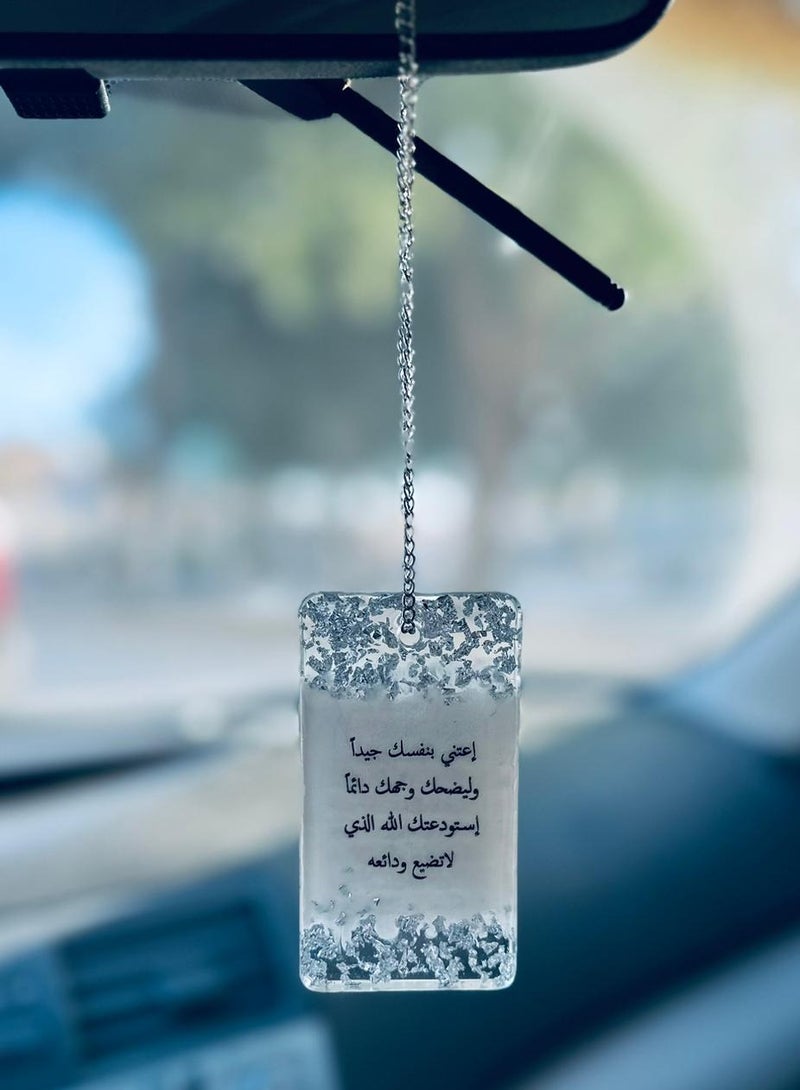 An elegant car pendant embroidered with silver leaf from luxurious resin - Image 1