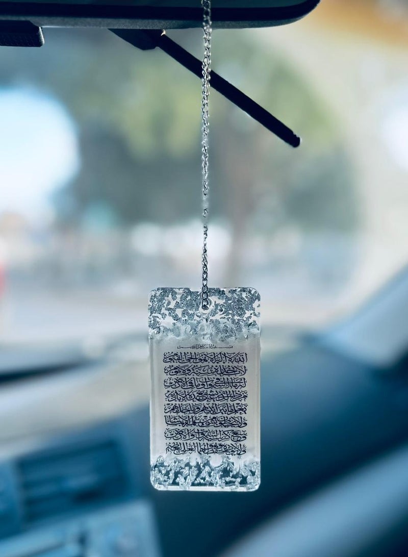 An elegant car pendant embroidered with silver leaf from luxurious resin - Image 2