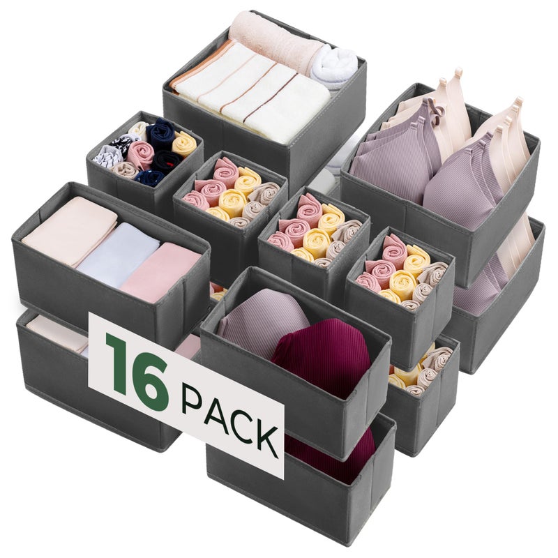Kootek Kootek 16 Pack Drawer Organizer Clothes Dresser Drawer Organizers for Clothing Fabric Foldable Closet Organizers and Storage Bins for Baby Clothes Nursery Underwear Bras Socks