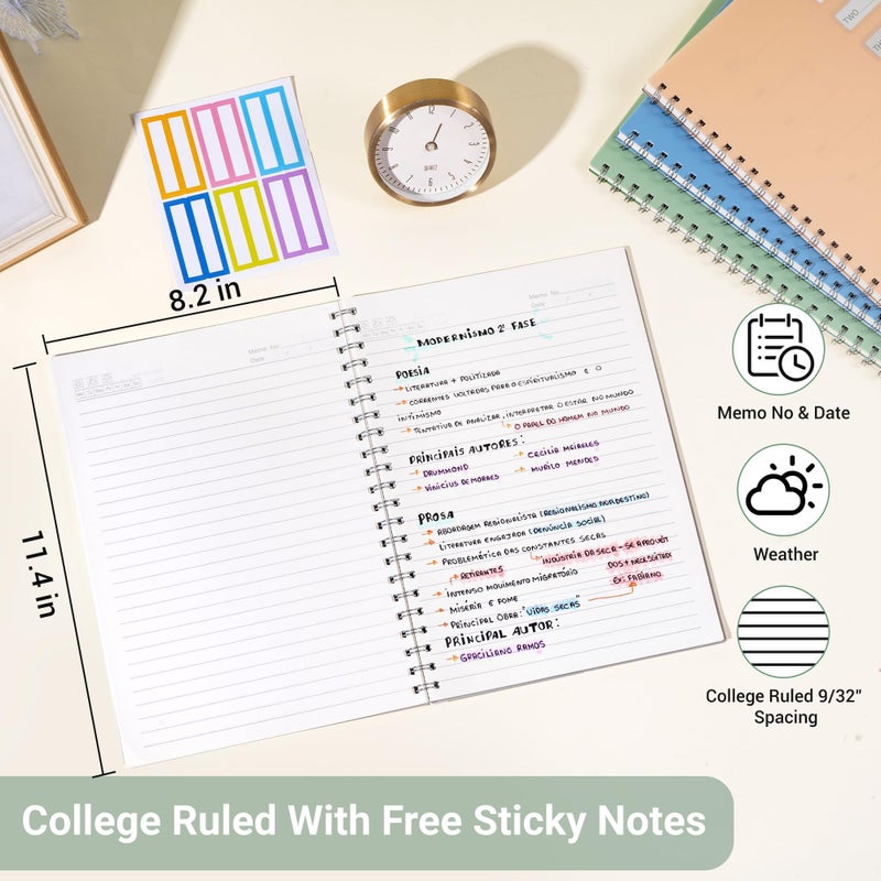 Yoment 4 Pack Small Spiral Notebooks, A6 4.1"x 5.7" Notebook Hardcover Pocket Notepad, 160 Pages College Ruled Spiral Bound Small Notebooks for Note Taking, Journaling, Study, 4PCS Index Tabs - Image 3