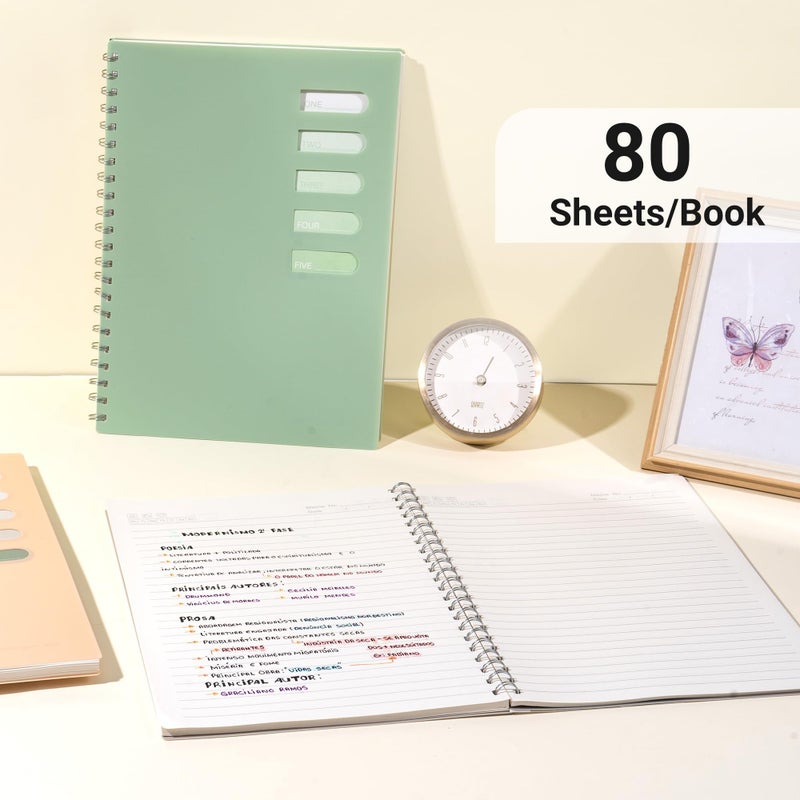 Yoment 4 Pack Small Spiral Notebooks, A6 4.1"x 5.7" Notebook Hardcover Pocket Notepad, 160 Pages College Ruled Spiral Bound Small Notebooks for Note Taking, Journaling, Study, 4PCS Index Tabs - Image 4