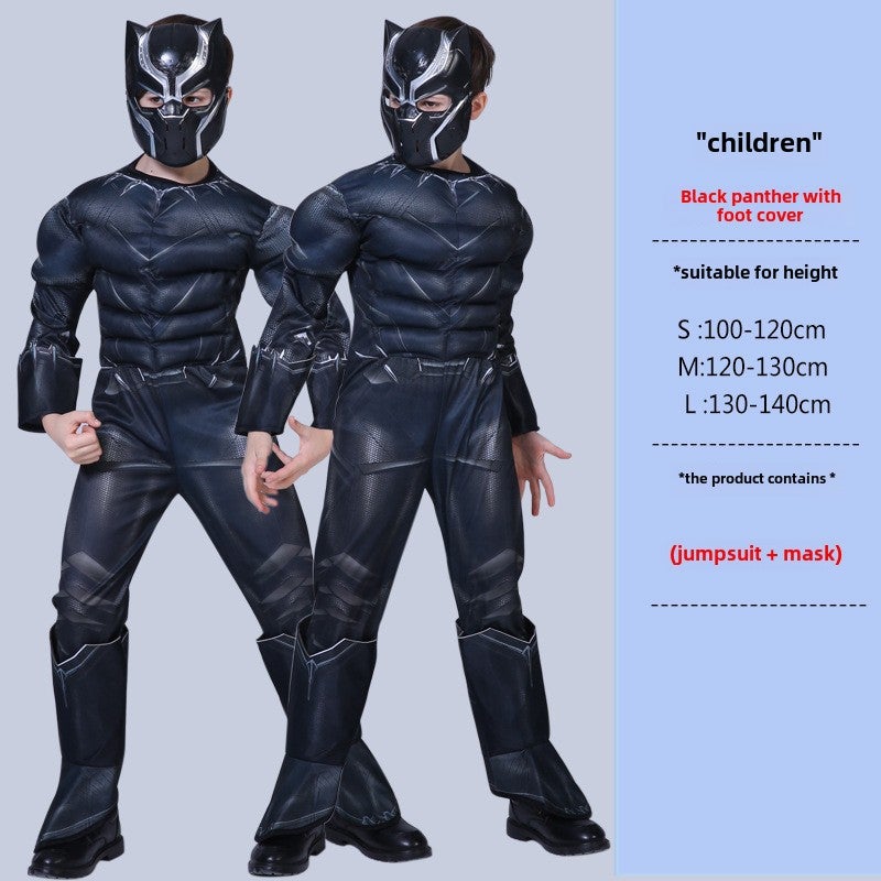 Kids Hero Costume Muscle Suit for Halloween Panther Foot Cover