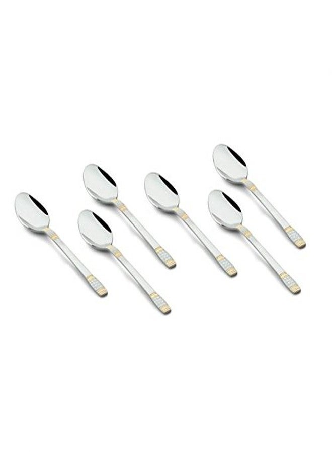FnS Celebration Premium Stainless Steel 24 Karat Gold Plated Teaspoon -Set of 6 Spoons for Tea and Coffee - Image 1