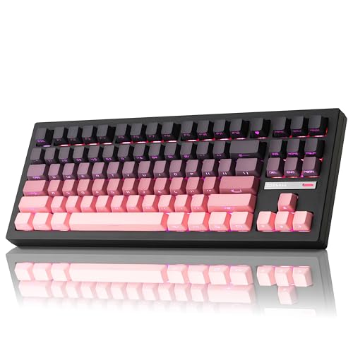ZORNHER ZH870 Wireless Mechanical Gaming Keyboard,80% Pink & Purple Custom Creamy Sound Keyboard with Shine Through PBT Keycaps,Pre-lubed Linear Switches,Hot-Swappable,RGB Backlit,2.4GHz/USB-C/BT5.0 - Image 1