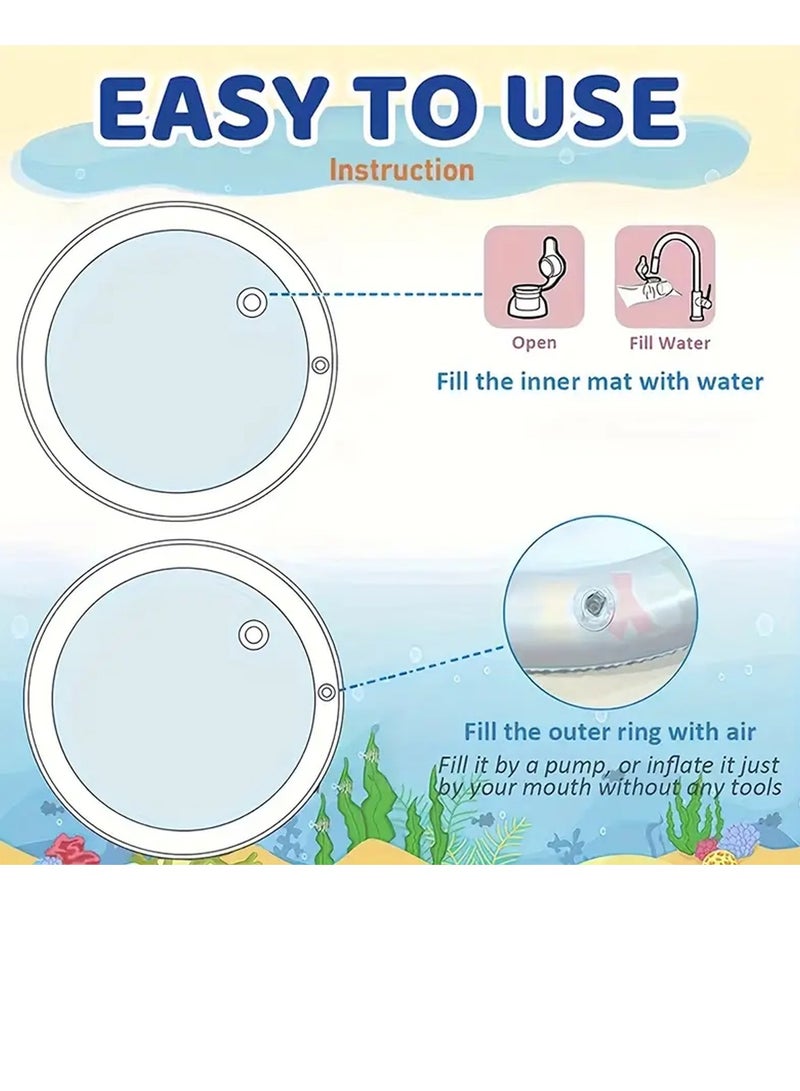 Interactive Cat Water Sensory Play Mat, Round Animal Print Plastic Toy for Indoor Cat Engagement, Cooling Summer Cat Activity Pad, Non-Electric, No Battery Required - Image 3