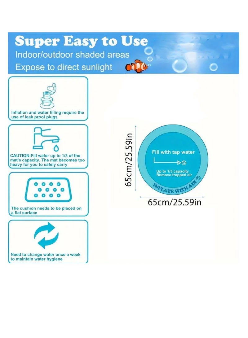 Interactive Cat Water Sensory Play Mat, Round Animal Print Plastic Toy for Indoor Cat Engagement, Cooling Summer Cat Activity Pad, Non-Electric, No Battery Required - Image 4