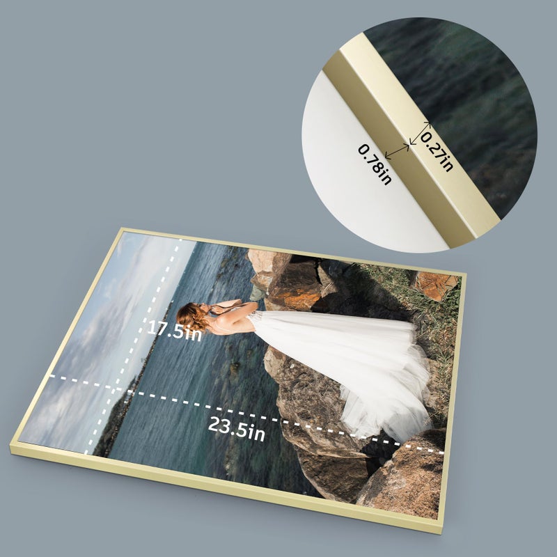 Golden State Art, 18x24 Aluminum Poster Frame, 18 x 24 inch metal Picture Frames with Real Glass Front, Horizontal or Vertical Thin frame for Wall Art (Gold 1 Pack) - Image 4