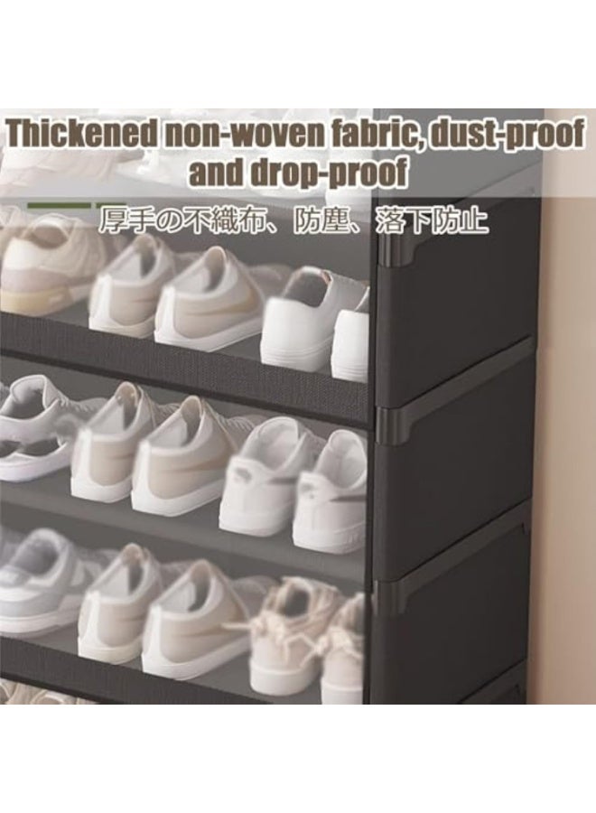 Arabest Flip-Drawers Shoe Rack Shoe Storage Cabinet Flip Down Shoe Storage Modern Shoe Cabinet Hallway Cupboard Storage Organiser Footwear Stand Rack Standing Shoe Organizer For Hallway(White,71*64cm - Image 5