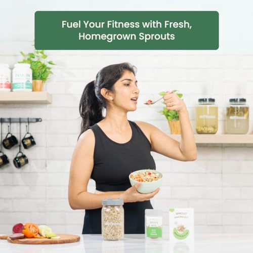 Gutbasket Sprouting Kit | Includes 2 Glass Sprout Jars (700 ml Each) with Sprouting Lids + Organic Seed Mix | Sprout Maker for Moong, Methi, Chana, Alfalfa, Radish | Sprout Jar with Guide - Image 5