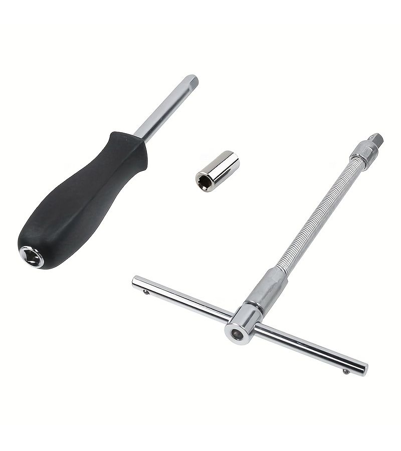4 Pcs 1 4 Inch Drive Spinner Handle Set With Sliding T Bar Flex Extension And Impact Socket Adapter For Automotive And Mechanical Repairs - Image 3