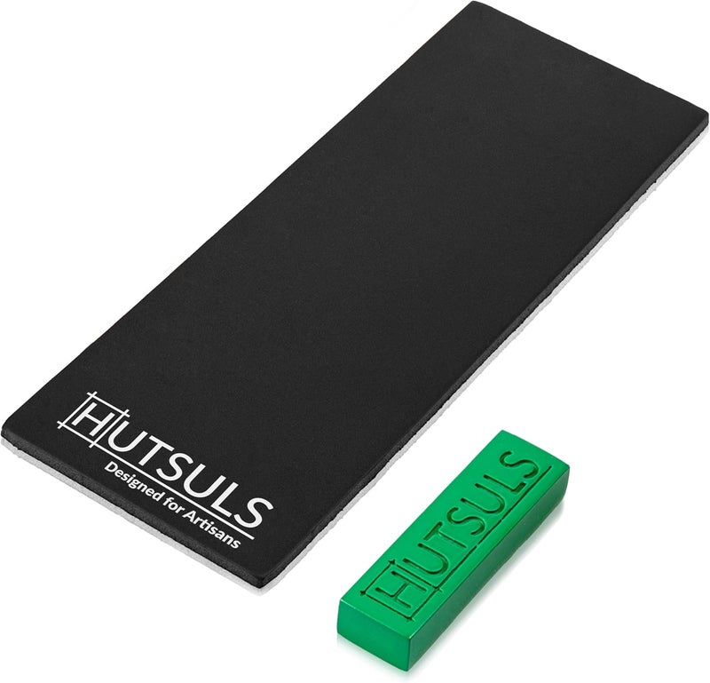 Hutsuls Black Leather Strop with Compound - Get Razor-Sharp Edges with Stropping Kit, Green Honing Compound & Vegetable Tanned Two Sided Leather Strop Knife Sharpener Step-by-Step Guide Included - Image 1
