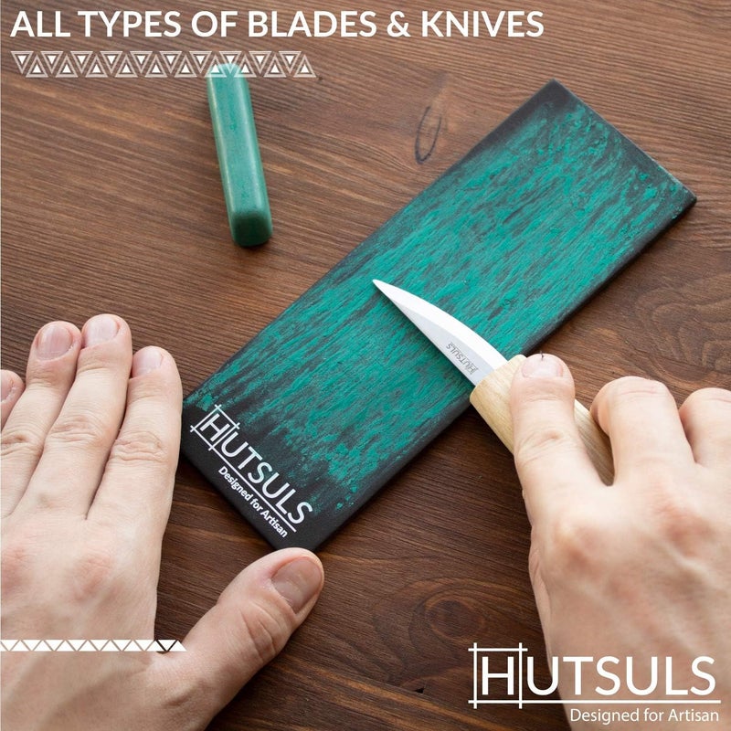 Hutsuls Black Leather Strop with Compound - Get Razor-Sharp Edges with Stropping Kit, Green Honing Compound & Vegetable Tanned Two Sided Leather Strop Knife Sharpener Step-by-Step Guide Included - Image 4