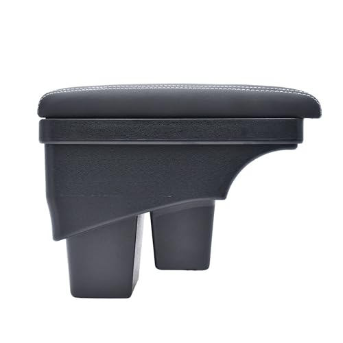 KMH Premium Armrest for Honda Jazz 2014+, WR-V Center Console Box with Hold and Storage Compartment with Cushion Pad, Scandinavian Leatherize Soft Memory Foam Support Car Arm Rest - Black Design - Image 3