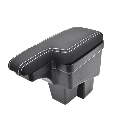 KMH Premium Armrest for Honda Jazz 2014+, WR-V Center Console Box with Hold and Storage Compartment with Cushion Pad, Scandinavian Leatherize Soft Memory Foam Support Car Arm Rest - Black Design - Image 2