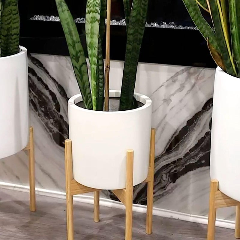 Fox & Fern 10 Inch Plant Pot with Hidden Saucer â€” Premium Lightweight Fiberstone Matte White Self Watering Planter with Seamless Saucer; Indoor & Outdoor Use; Weather Resistant & UV Resistant - Image 4