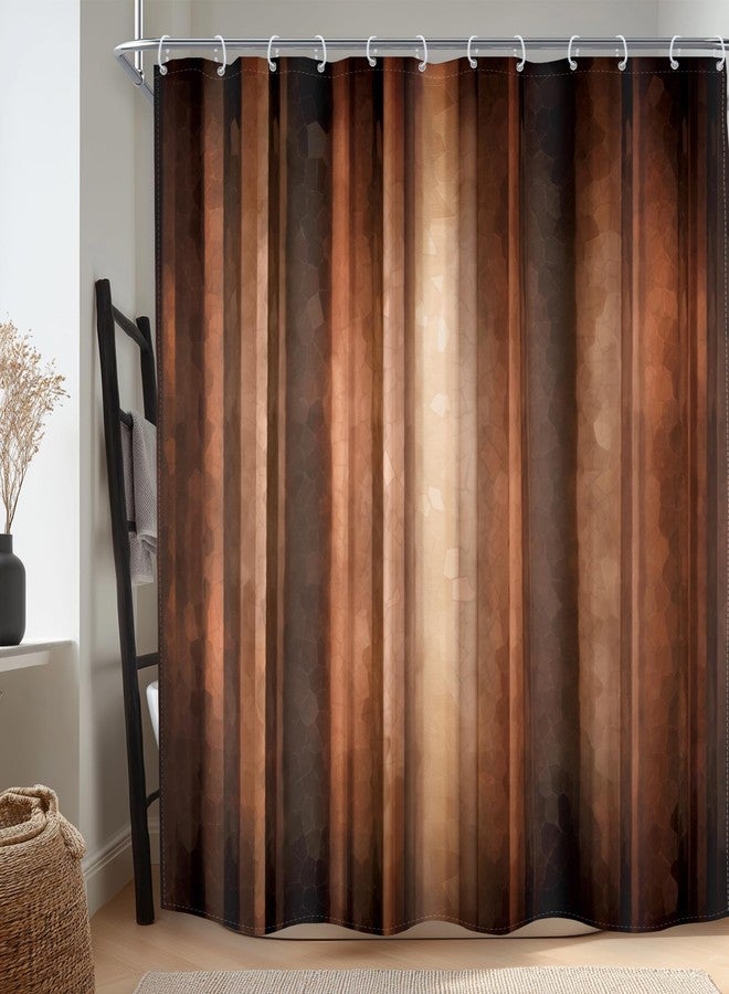 MESHELLY Rustic Brown Striped Shower Curtain 72Wx 72H, Abstract Ombre Design in Earth Tones (Rust, Tan, Clay, Bronze),Vintage Modern Farmhouse Bathroom Decor with 12 Hooks - Image 2