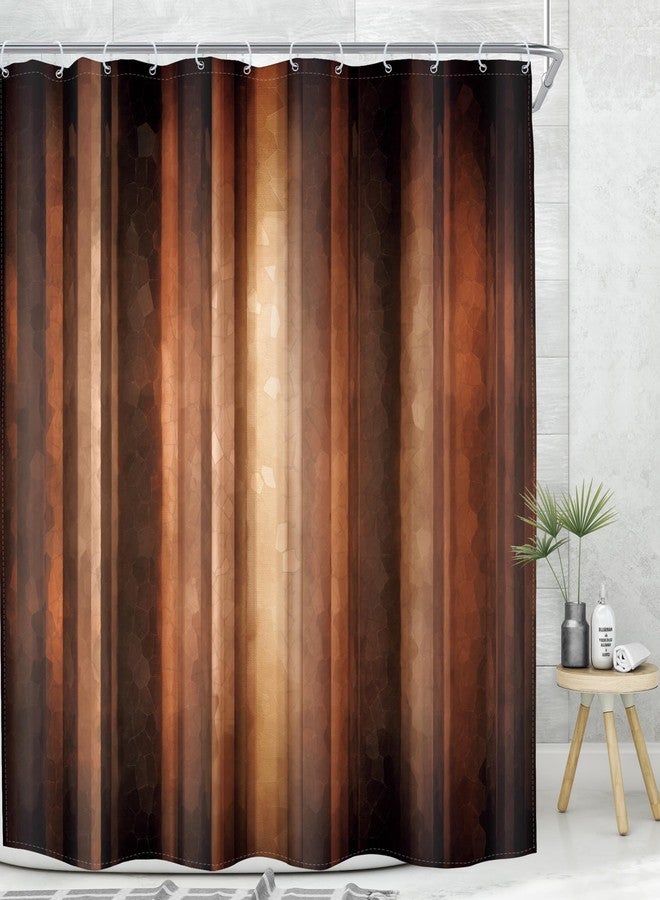 MESHELLY Rustic Brown Striped Shower Curtain 72Wx 72H, Abstract Ombre Design in Earth Tones (Rust, Tan, Clay, Bronze),Vintage Modern Farmhouse Bathroom Decor with 12 Hooks - Image 3