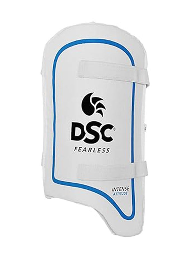 DSC Intense Attitude Cricket Thigh Pad | Szie: Youth Right Hand | Material: Leather | Low Density Foam Inside | With Elasticated Straps | Fully Adjustable Components - Image 1