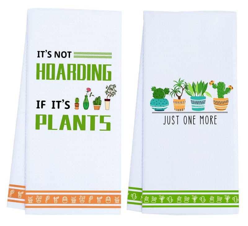 LXOMILL Succulent Plant Cactus Gifts Funny Kitchen Towels Plant Lover Gifts Towels for Women Gardener I Wet My Plants Plant Lady Mom Gifts 2 Pack