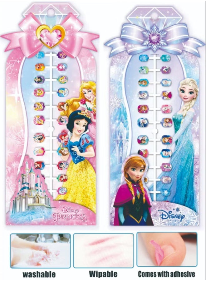 Disney 48 Pieces Of Children's Nail Sstickers Disney Princess Cartoon Nail Stickers Frozen Children's Nail Stickers Set Self-adhesive Non-Toxic And Odorless Girl Princess Nail Stickers - Image 4