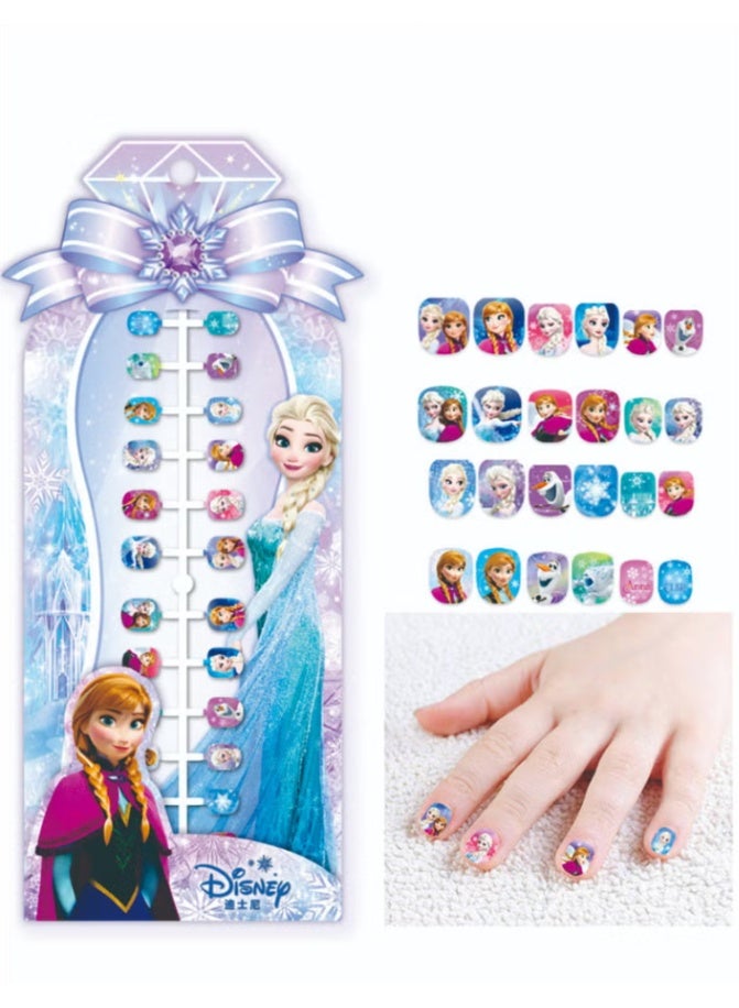 Disney 48 Pieces Of Children's Nail Sstickers Disney Princess Cartoon Nail Stickers Frozen Children's Nail Stickers Set Self-adhesive Non-Toxic And Odorless Girl Princess Nail Stickers - Image 3