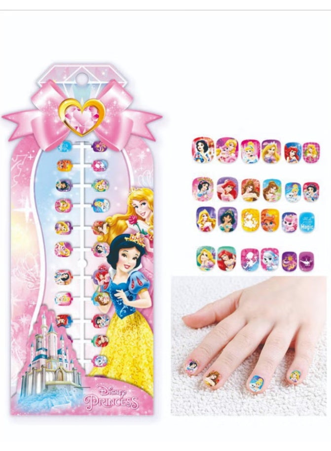 Disney 48 Pieces Of Children's Nail Sstickers Disney Princess Cartoon Nail Stickers Frozen Children's Nail Stickers Set Self-adhesive Non-Toxic And Odorless Girl Princess Nail Stickers - Image 2