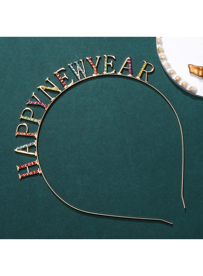 سيالكسهيني عصابات رأس السنة الجديدة السعيدة للنساء مرصعة بأحجار الراين الكريستالية وعصابات شعر رأس السنة الجديدة وهدايا حفلات الأعياد (عام جديد سعيد) - Image 2