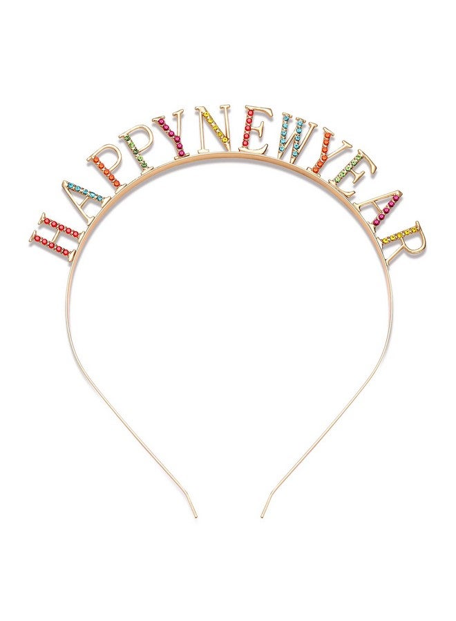 سيالكسهيني عصابات رأس السنة الجديدة السعيدة للنساء مرصعة بأحجار الراين الكريستالية وعصابات شعر رأس السنة الجديدة وهدايا حفلات الأعياد (عام جديد سعيد) - Image 3